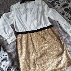 DKNY sequined faux skirt dress.